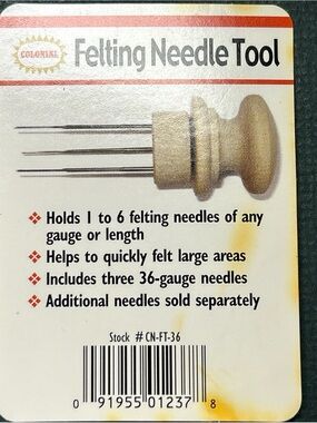 Colonial Felting Needle Tool -CNFT36 Quickly Felt Large Areas  6 Needles / Lucet